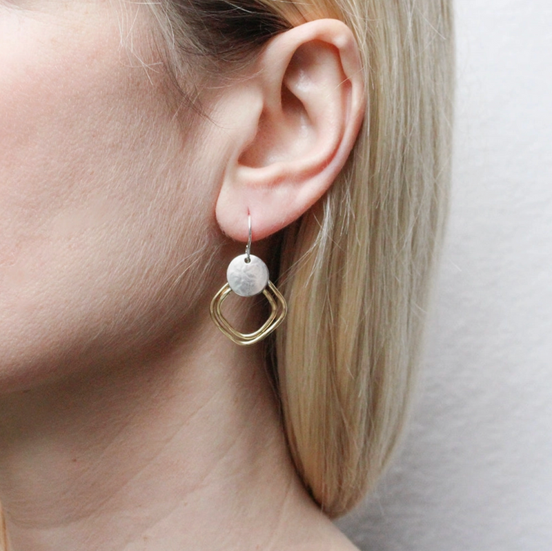 Hammered Square Rings Wire Earrings