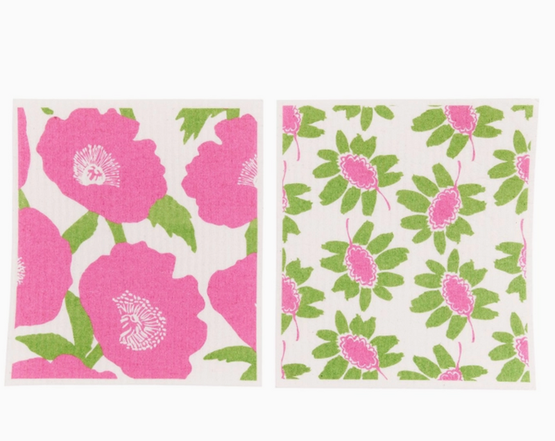 Pink Poppies Set/2 Swedish Towel