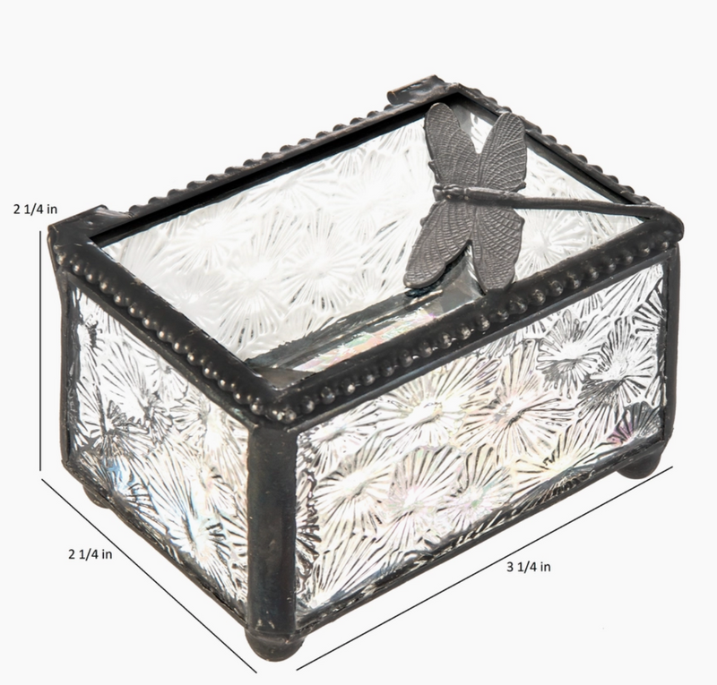 Clear Glass Dragonfly Trinket Box