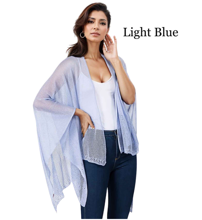 Light Blue Knit Ruanas