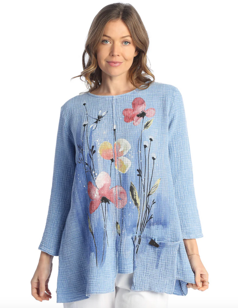 Cornflower Floral Double Gauze Top