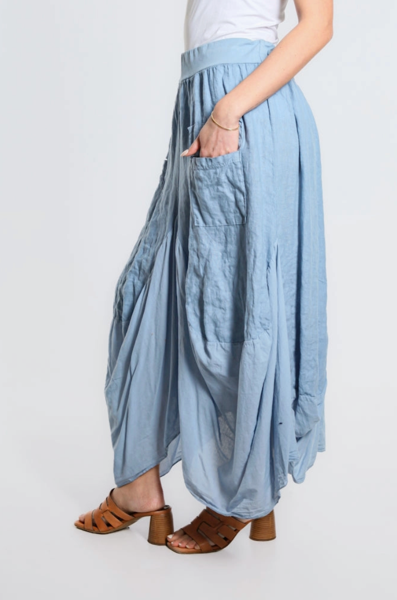 Jean Bunched Pocket Skirt