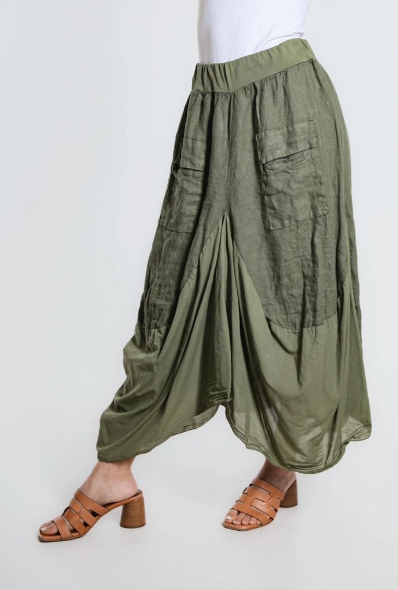 Green Bunched Pocket Skirt