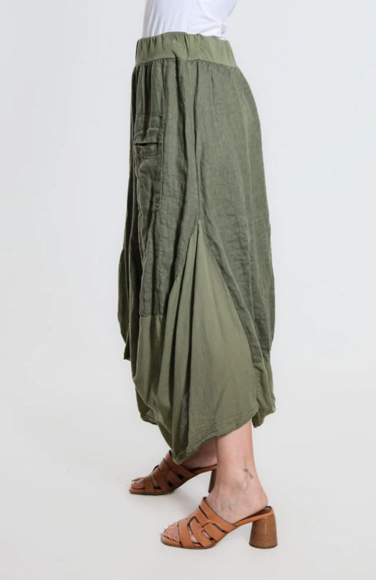 Green Bunched Pocket Skirt