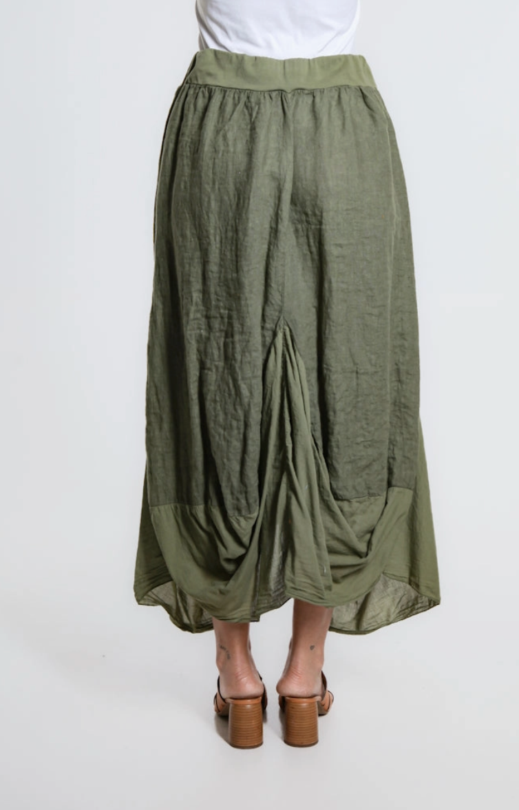 Green Bunched Pocket Skirt