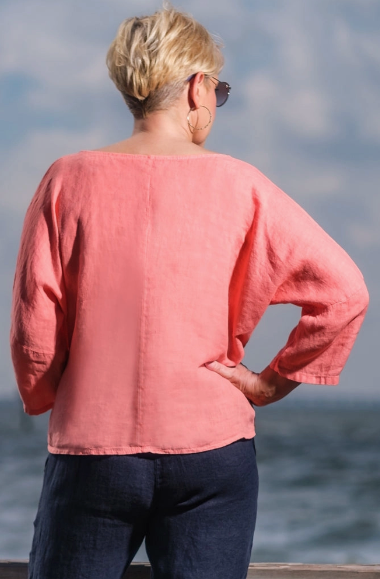 Coral Front Darted Top