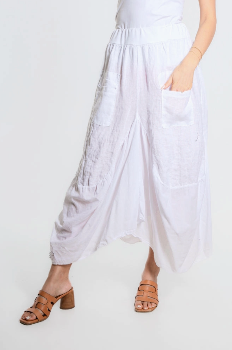 White Bunched Pocket Skirt
