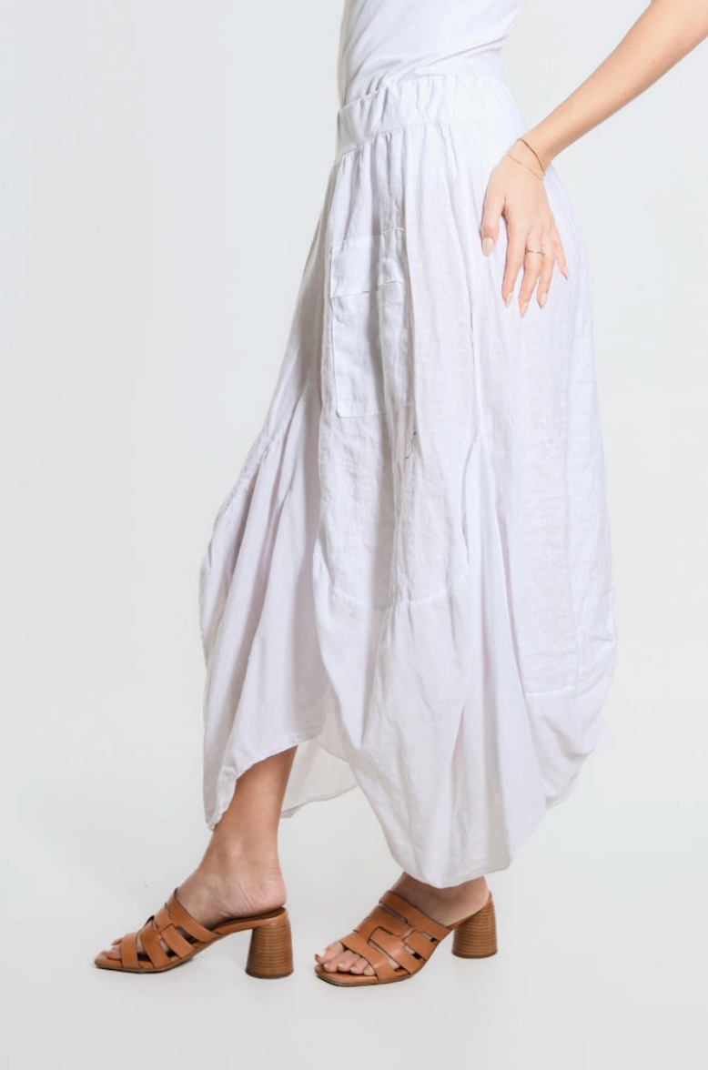 White Bunched Pocket Skirt