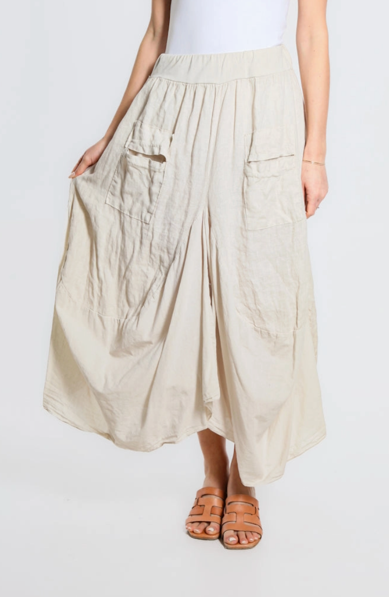 Beige Bunched Pocket Skirt