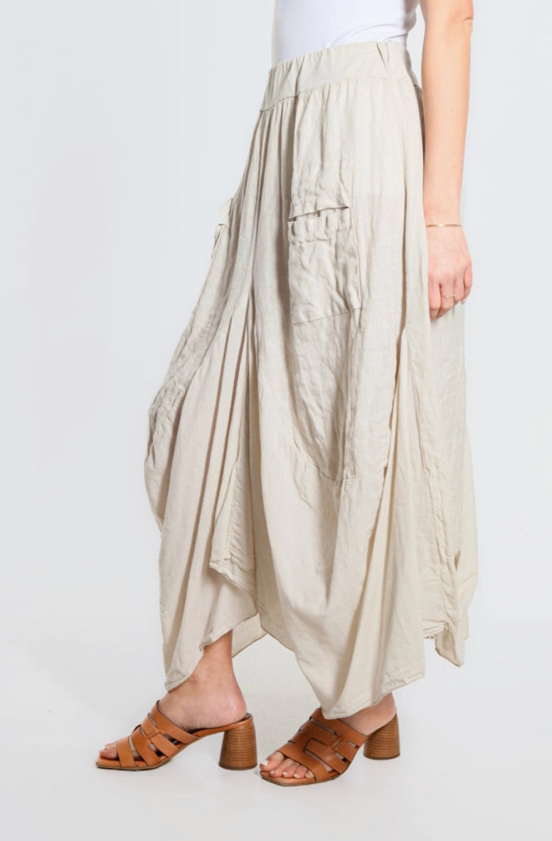 Beige Bunched Pocket Skirt