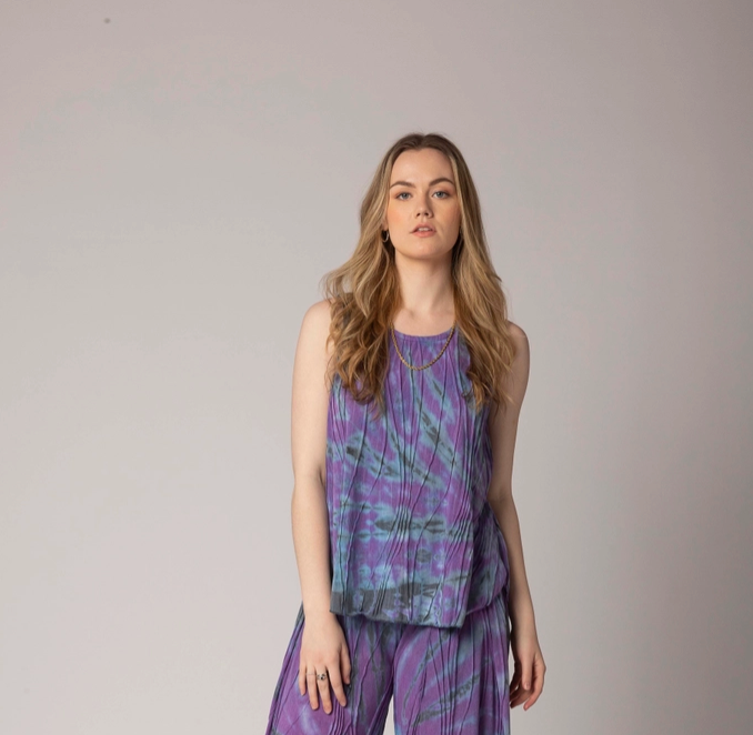Texture Purple Black Tie Dye Tank