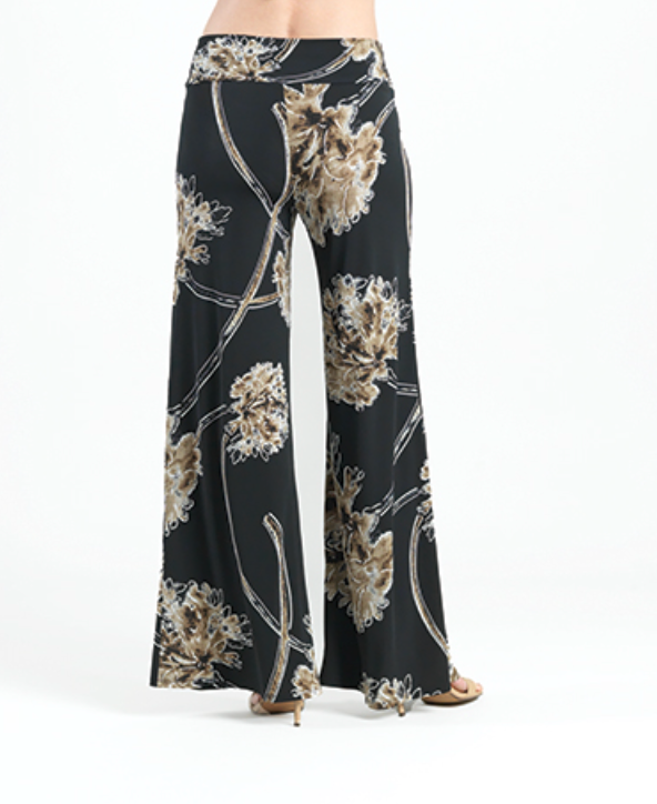 Black Taupe Mums Palazzo Pant