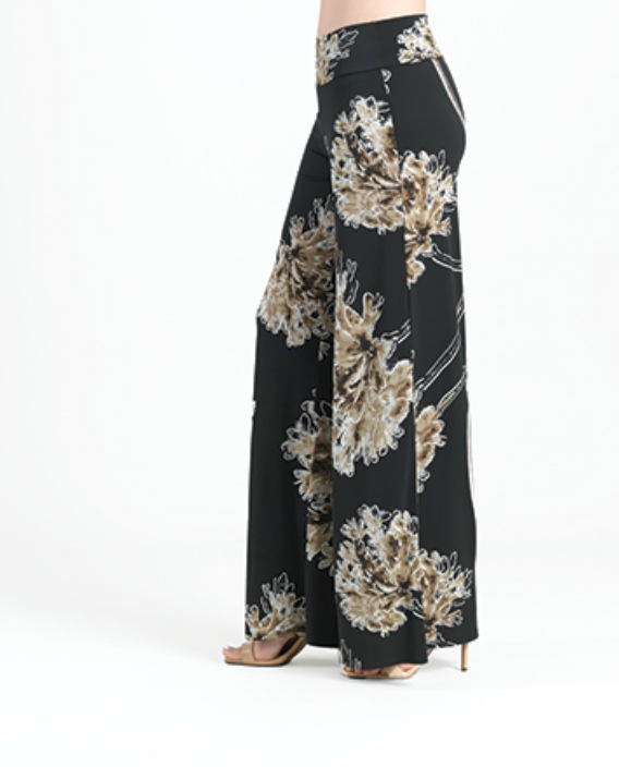 Black Taupe Mums Palazzo Pant