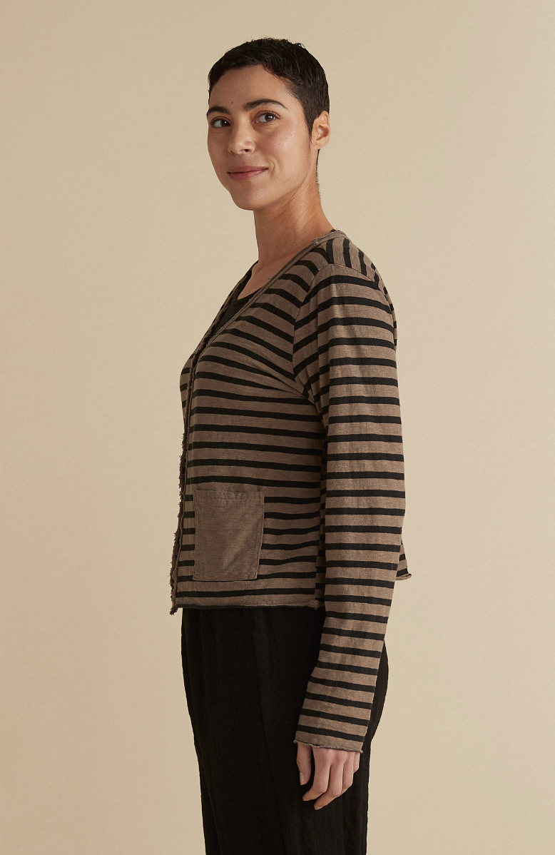 Brown Stripe Button Cardigan