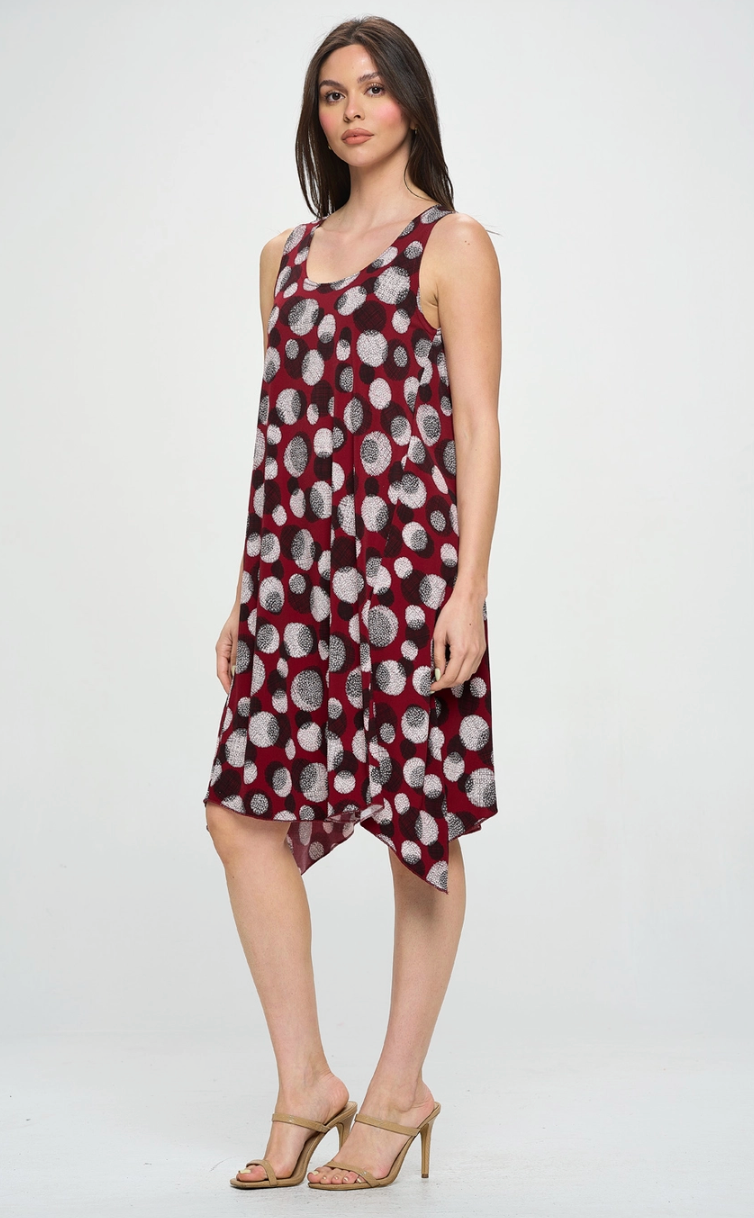 Burgundy Dots Midi Tank Dress