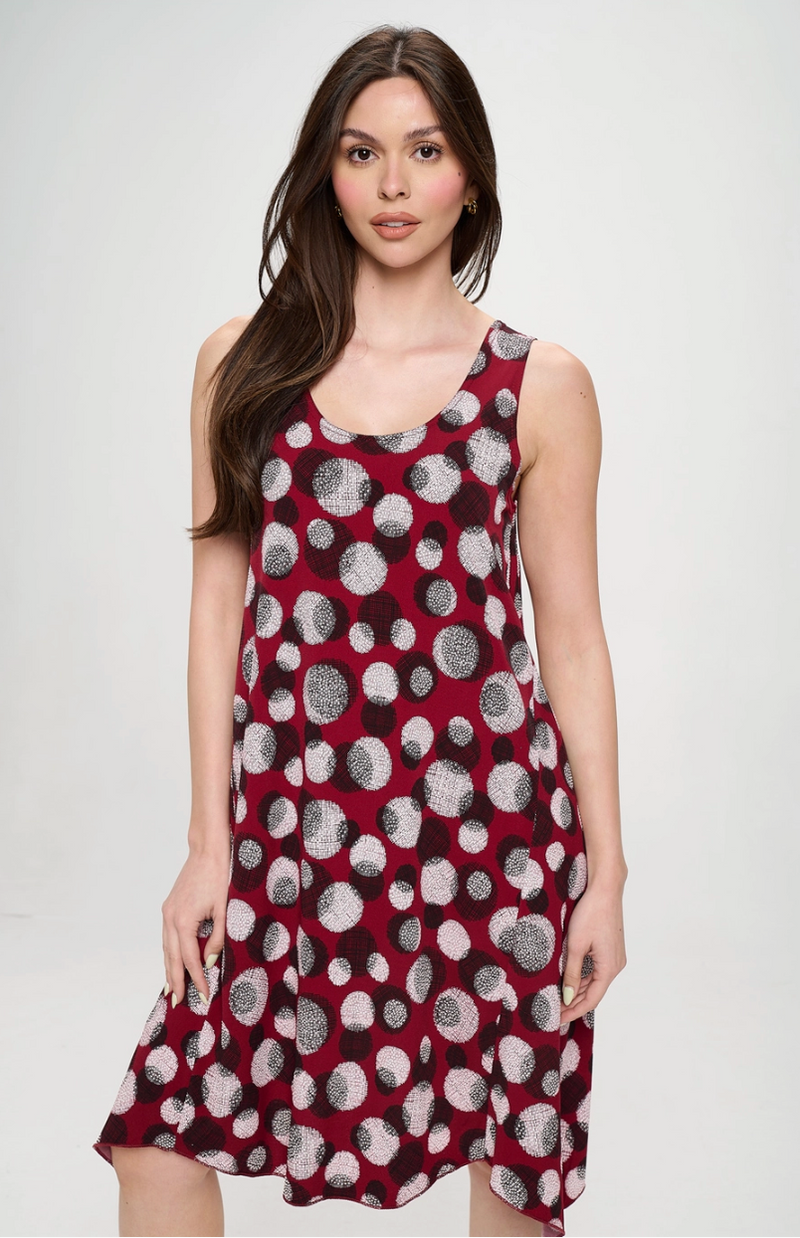 Burgundy Dots Midi Tank Dress