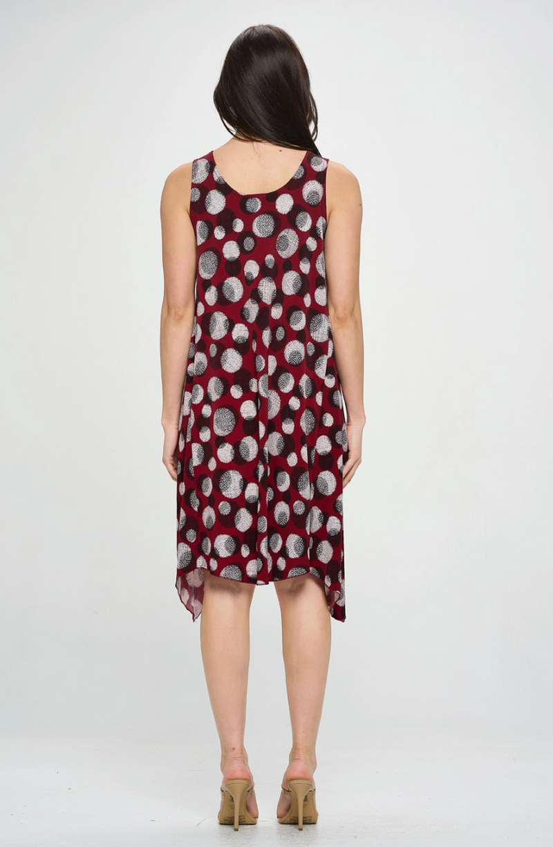 Burgundy Dots Midi Tank Dress