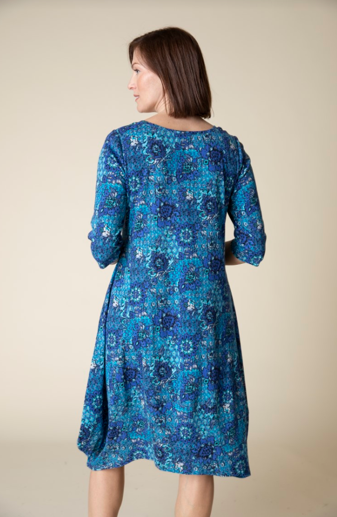 Blue Floral Pocket Dress