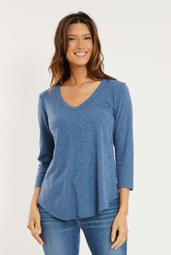 Slate Teal V-neck Tee