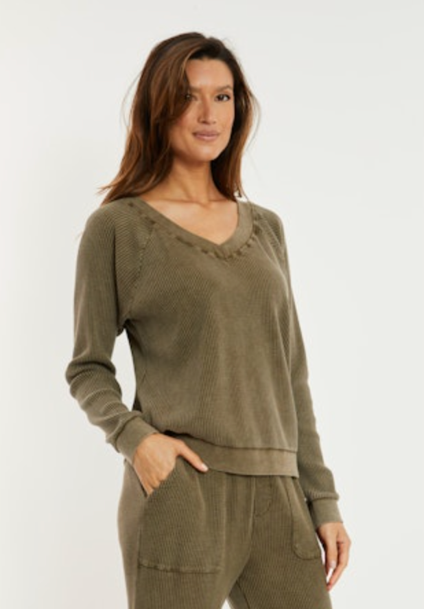 Olive V-Neck Top