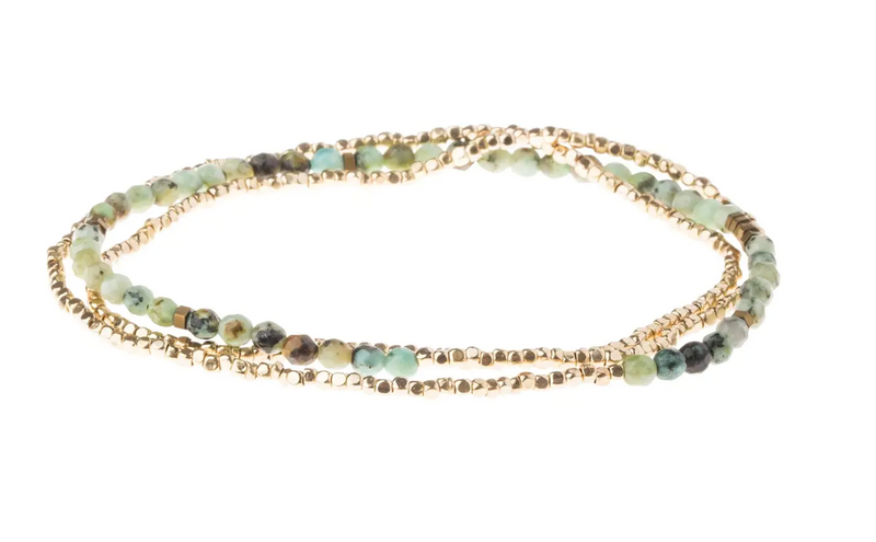 African Turquoise Stone Beaded Stacking Bracelet