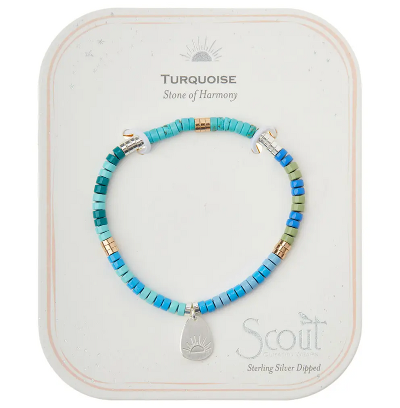 Turquoise Stone Intention Charm Bracelet