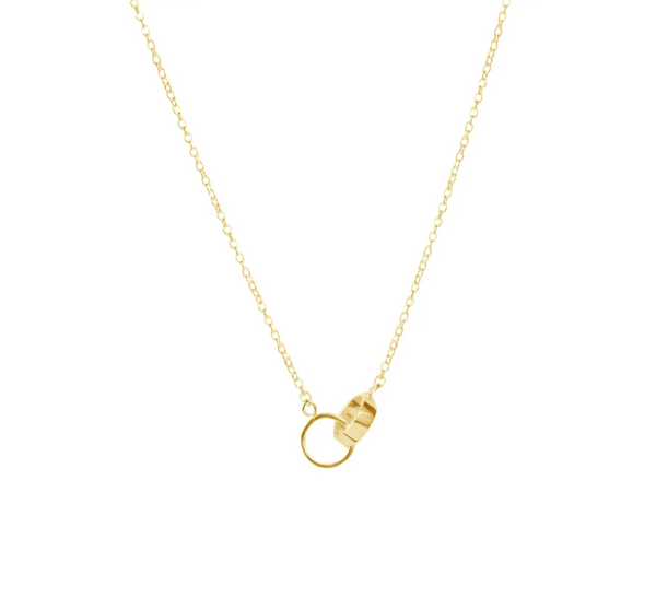 Gold Double Interlocking Circles Necklace