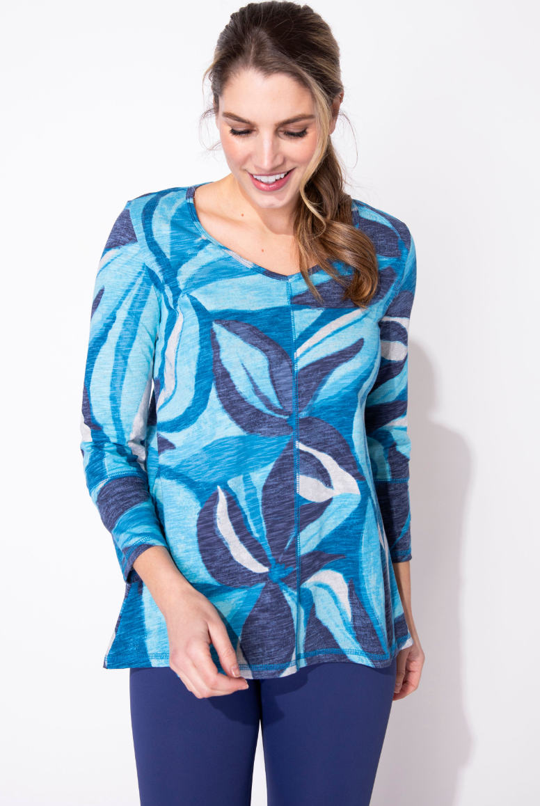 Lapis Marble Seam Tunic Top