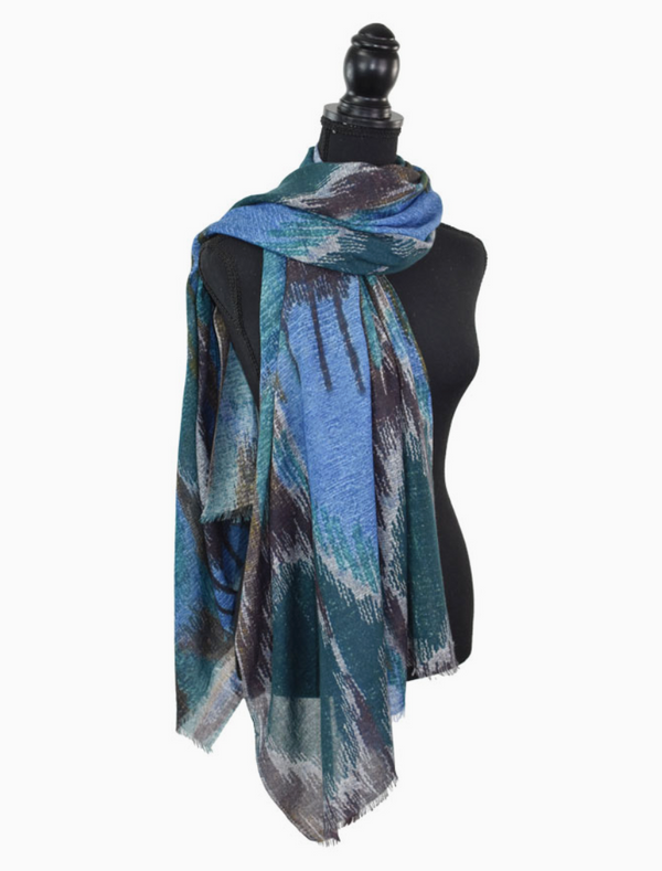 Blue Bisbee Ikat Inspired Scarf