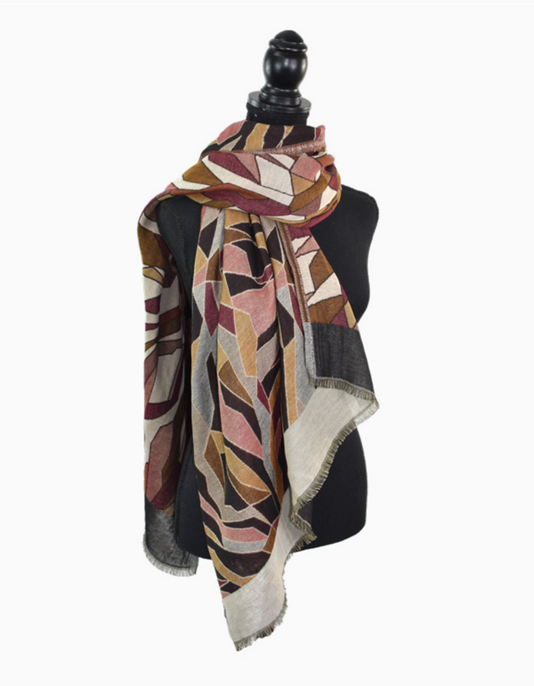 Red Lydia Woven Jacquard Scarf