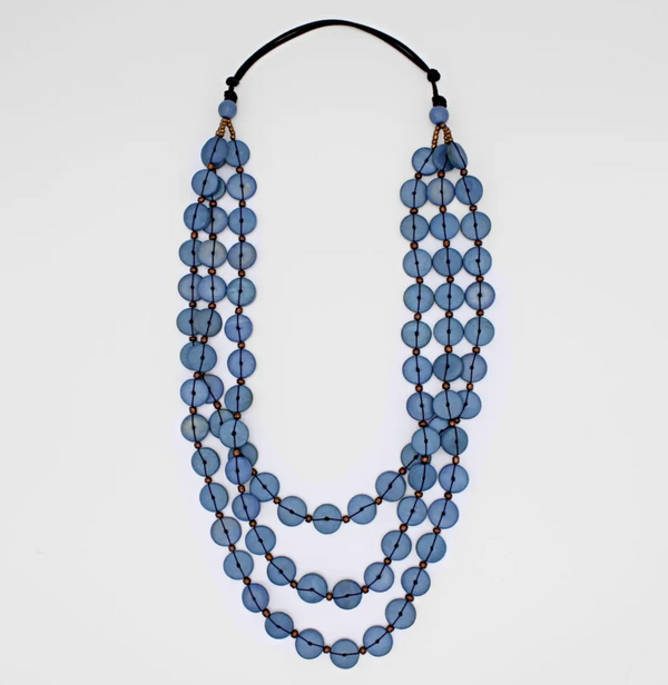 Denim Blue Jacey Triple Strand Necklace