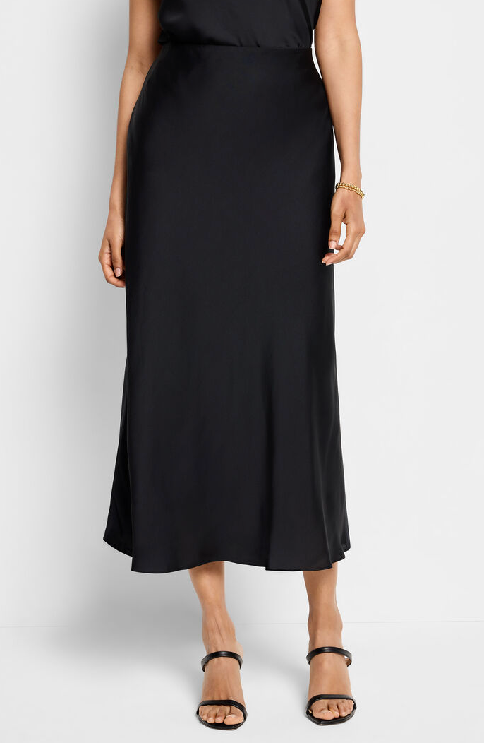 Black Onyx Crepe Slip Skirt