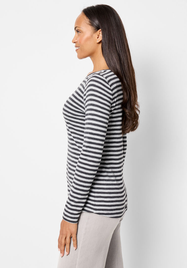 Grey Striped Boat Tee