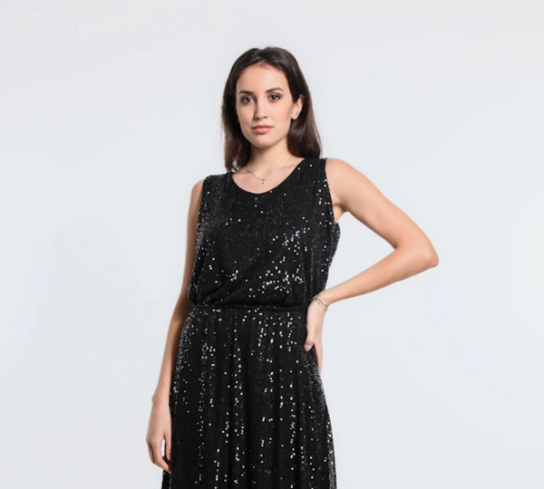 Black Sequin Tank Top