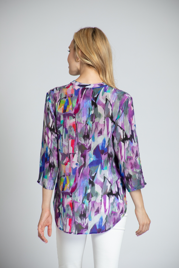 Purple Abstract Mandarin Shirt