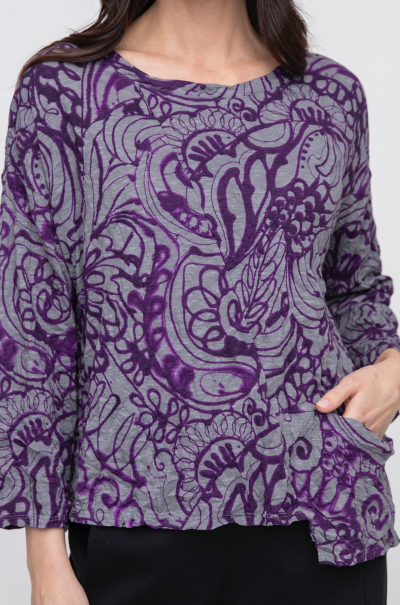 Paisley Asym Crinkle Top