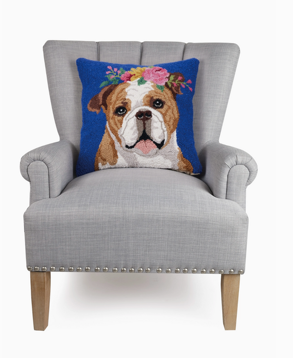 Floral Bulldog Hook Pillow