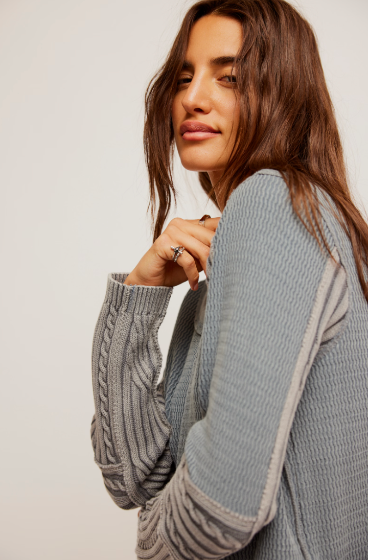 Grey Swinging Cable Cuff Top