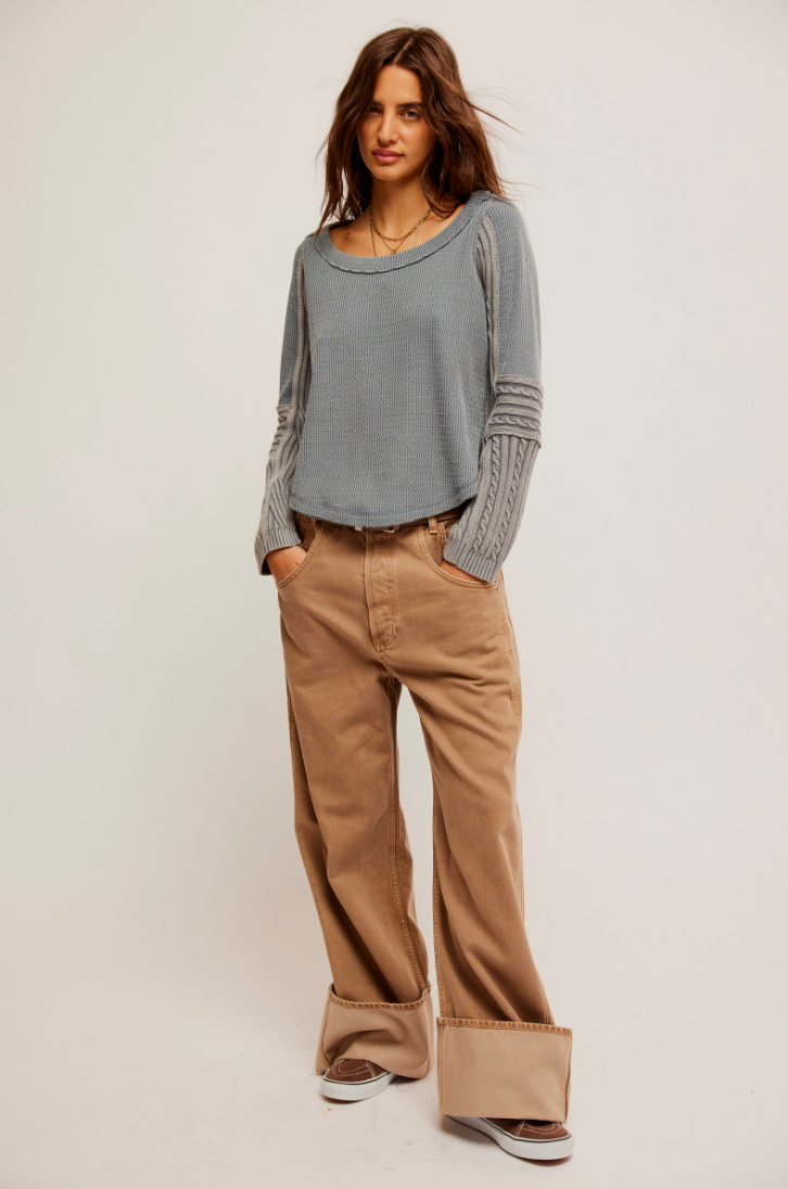 Grey Swinging Cable Cuff Top