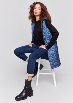 Glacier Long Quilted Puffer Vest with Hood