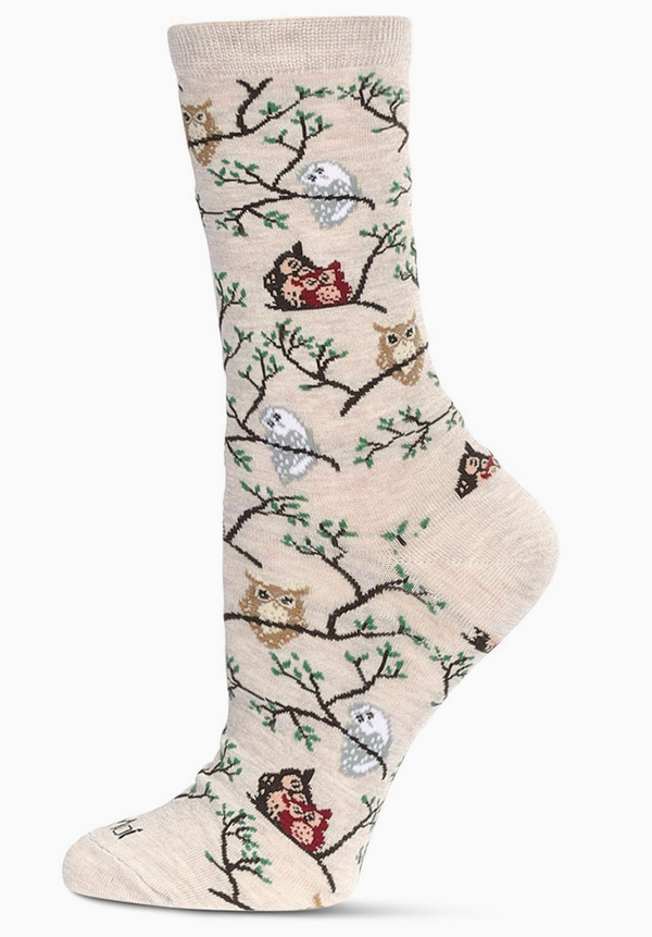 Women's Owls Bamboo Crew Socks