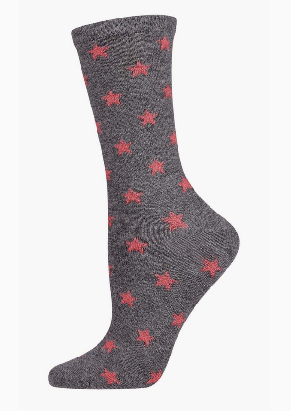 Grey Womens Fallen Stars Cashmere Blend Crew Socks