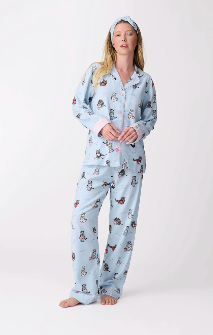 Coffee & Cat Naps Flannel PJ Set