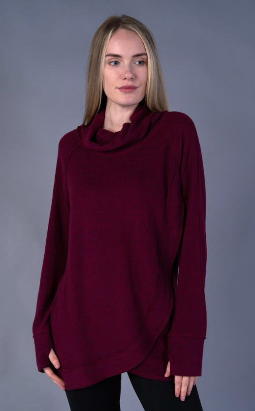 Eggplant Cowl Neck Sweater