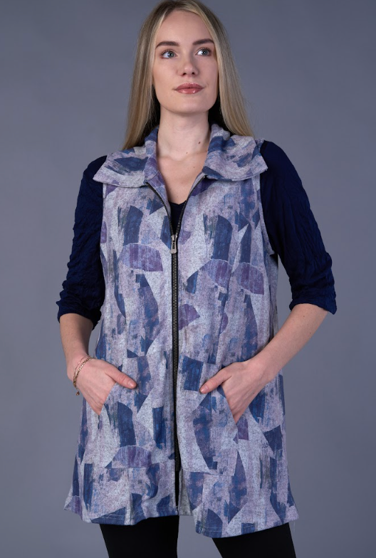 Purple Pocket Zipper Vest