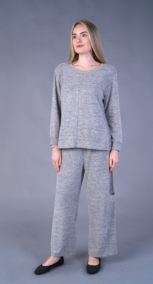 Grey Seam Cozy Neck Top