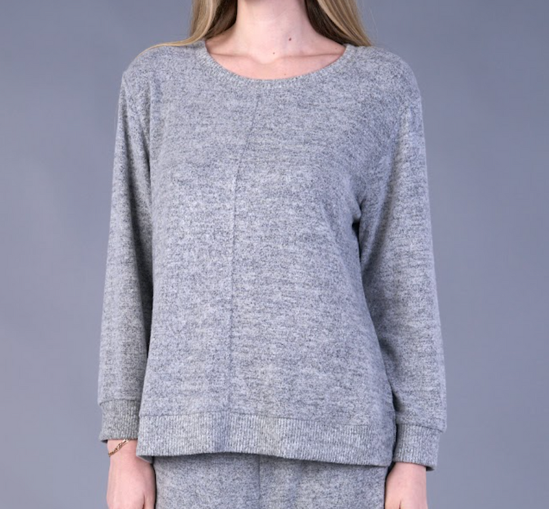 Grey Seam Cozy Neck Top