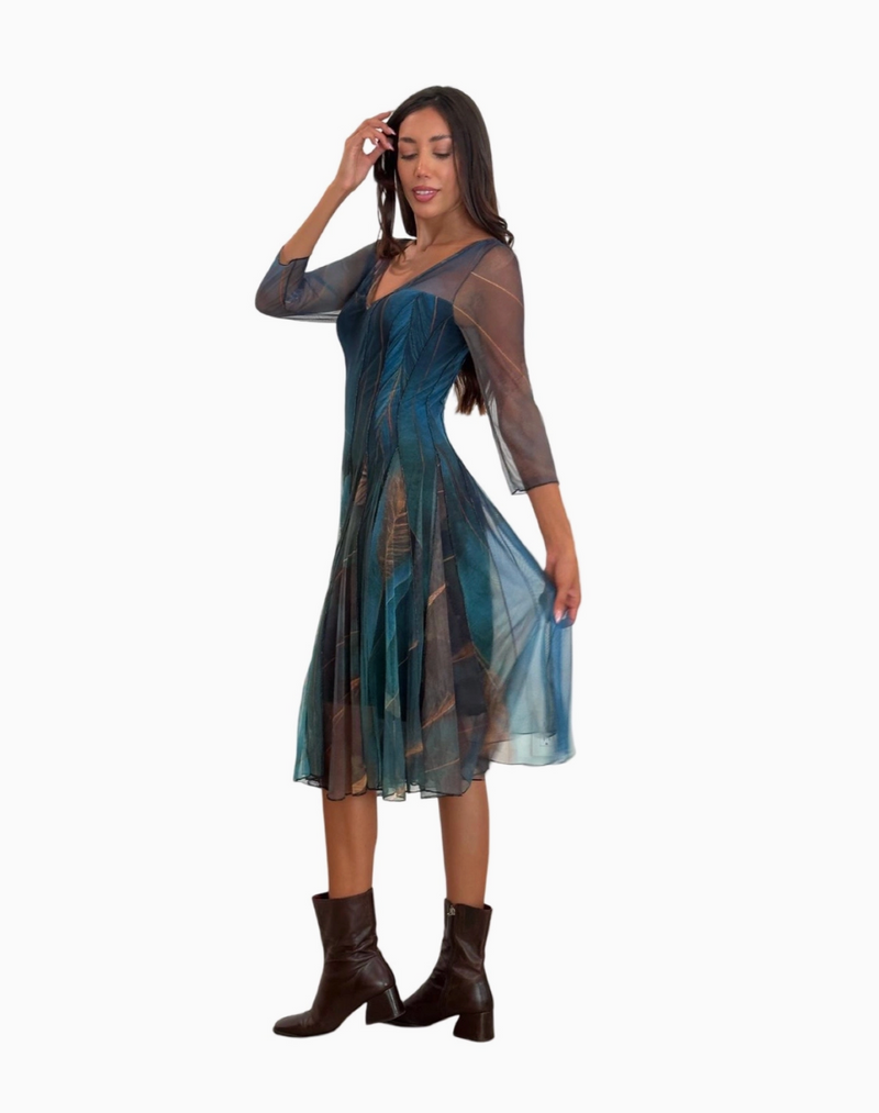 Feathers Fit Flare Mesh Dress Gondwana & Divine Clothing Co. Feathers Fit Flare Mesh Dress Gondwana & Divine Clothing Co.