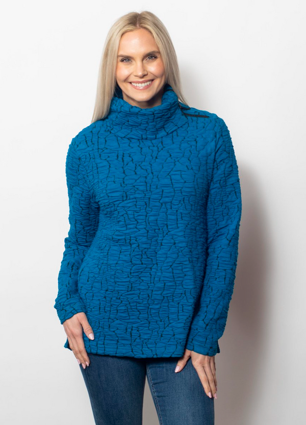 Blue Blister Knit Henley Top