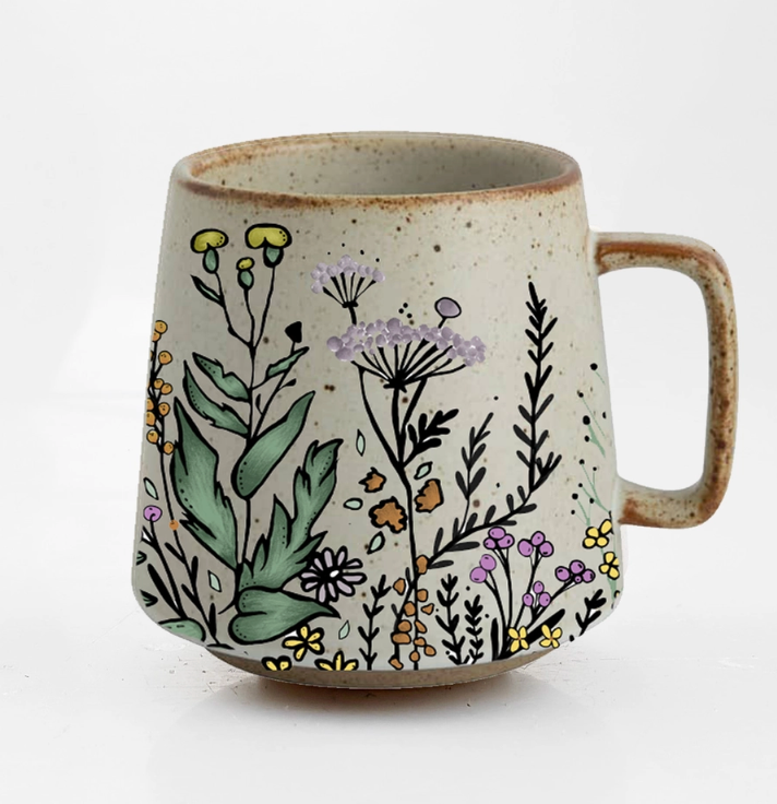 Floral Harmony Stoneware Mug